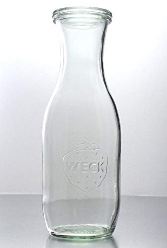 Weck 6 Einkochgläser 1,0 Liter Saftflasche RR60 mit Glasdeckel im Original Karton (Mit Glasdeckel) im Sale