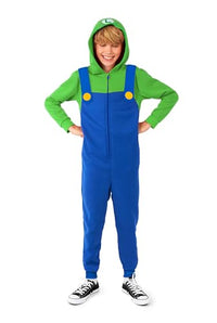 Thumbnail for OppoSuits Kinder Luigi Onesie - Nintendo Einteiliger Schlafanzug - Lose Passform - Inklusive Taschen - Blau im Sale