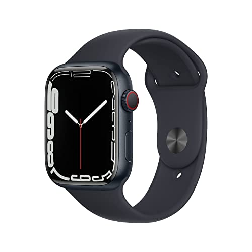 Apple Watch Series 7 (GPS + Zellular, 45MM) Aluminiumgehäuse Mitternacht mit Mitternacht Sportarmband (Generalüberholt) im Sale