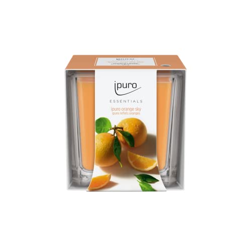 ipuro - decorative ipuro orange sky scented candle - minimalist &amp; puristic scented candles in a glass - intense scented candles with fresh &amp; fruity notes - stylish candle 125 g