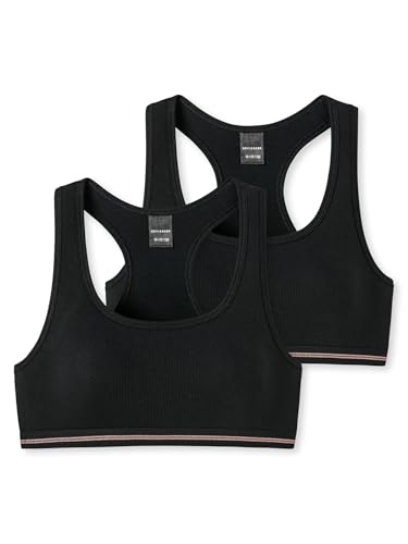 Schiesser Mädchen 2 Pack Unterwäsche - Organic Cotton Rippe Bustier, Schwarz_178457, 176 EU im Sale