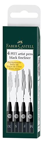 Thumbnail for FABER-CASTELL 167115 - Tuschestifte Pitt Artist Pen, 4er Packung, Inhalt: M, F, S, XS, schwarz im Sale