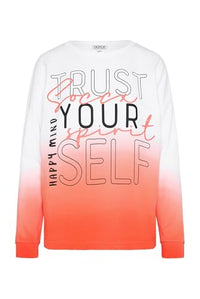 Thumbnail for SOCCX Damen Sweatshirt Dip Dye mit Wording Print Opticwhite/Coral im Sale