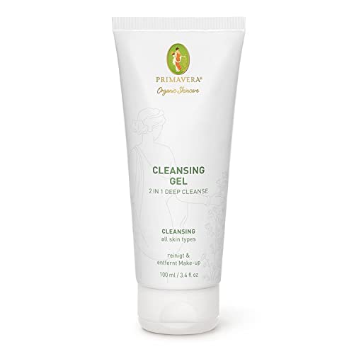 PRIMAVERA Cleansing Gel - 2 in 1 Deep Cleanse 100 ml - Naturkosmetik - Reinigungsgel, Gesichtsreinigung für jede Haut - entfernt Make-up effektiv, absorbiert überschüssigen Talk - vegan im Sale