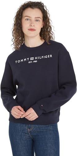 Tommy Hilfiger Damen Sweatshirt Mdrn Reg Corp Logo C-Nk Swtshrt ohne Kapuze, Blau (Desert Sky), im Sale