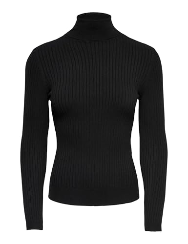 ONLY women's structured turtleneck sweater round neck fine knit sweater stretch top ONLKAROL NOOS, colors: black, on sale
