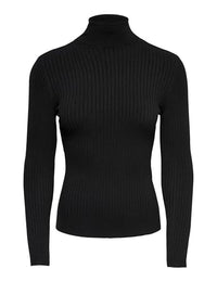 Thumbnail for ONLY women's structured turtleneck sweater round neck fine knit sweater stretch top ONLKAROL NOOS, colors: black, on sale