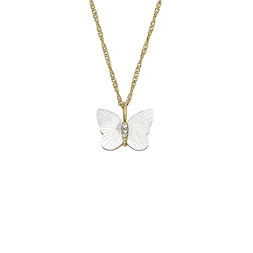 FOSSIL Halskette für Frauen Radiant Wings Weiße Perlmutt Schmetterlingskette, Länge: 406mm+60mm, Breite: 13.2mm, Höhe: 11mm, JF04424710 im Sale