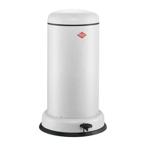 Wesco Baseboy waste bin in matt white, powder-coated sheet steel, 20 litre volume, metal insert, built-in damper, metal footrest with rubber tread on sale