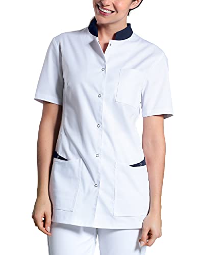 CLINIC DRESS Kasack für Damen leicht tailliert Stehkragen Druckknopfleiste 2 Doppeltaschen mit Druckknopf und Saumverstärkung Seitenschlitze Industriewäsche geeignet 95 Grad Wäsche Berry 38 im Sale