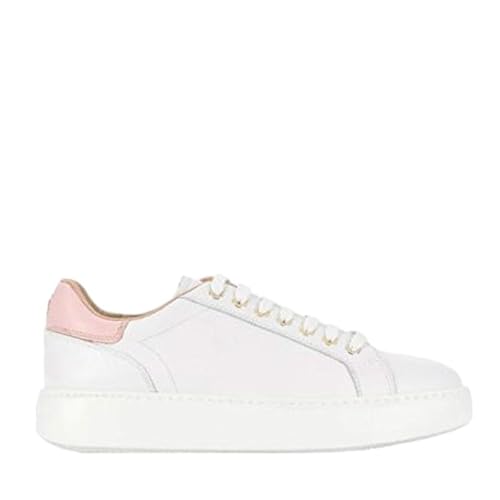 White leather sneakers with pink, white leather inserts - Bianco - on sale