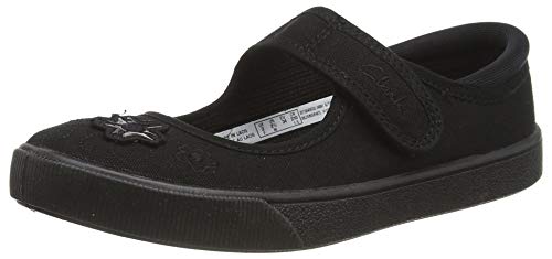 Clarks Mädchen Uniform-Schuh Slipper, Schwarz (Black Leather), 33 EU im Sale