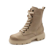Thumbnail for Paul Green Damen Schnürbootie, Frauen Combat Boots,uebergangsschuhe,uebergangsstiefel,schnürstiefel,Stiefel,Bootee,Booties,Beige (Almond),38 im Sale