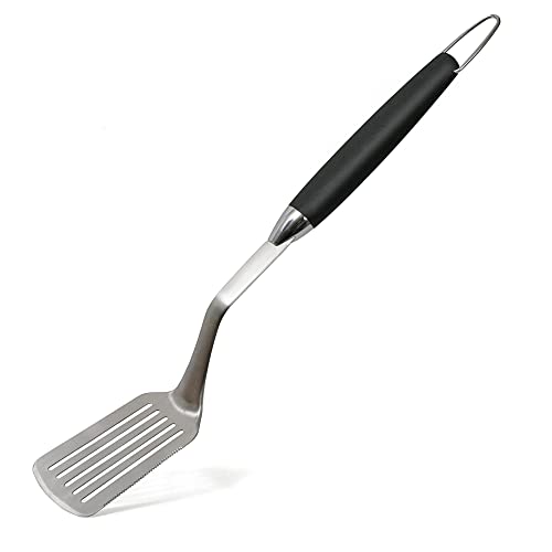 Wenco Premium Grillwender, 51 cm lang, Edelstahl/Kunststoff, Hitzebeständig, Gezahnte Kante, Pfannenwender mit Aufhängung und Griffmulden, Silber im Sale
