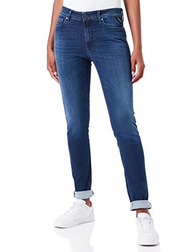 Replay Damen Jeans Luzien Skinny-Fit Hyperflex Cloud mit Stretch, Dark Blue 007 (Blau), 26W / 28 im Sale