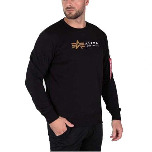 Alpha Industries Alpha Label Sweater Sweatshirt für Herren Rep.Blue im Sale