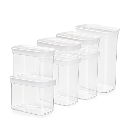 Emsa Optima 7-teiliges Set Vorratsdosen mit Deckel luftdicht, rechteckig, Organizer Küche, platzsparend, sicher, hygienisch, unbedenklich, Frischedichtung, transparentes Design, N11429 im Sale