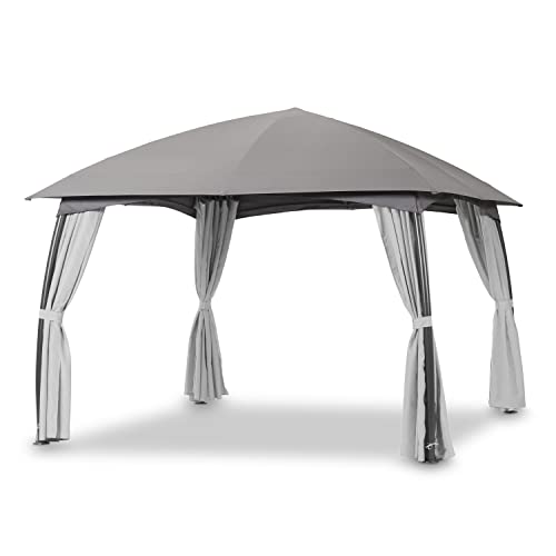 LECO Pavillon Milena – formschöner Gartenpavillon 3,3 x 3,3 m mit verschließbaren Seitenteilen – anthrazit/grau im Sale