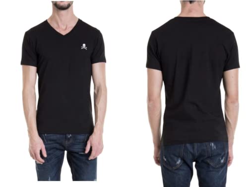 Philipp Plein Skull T-Shirt Stretch V-Neck Slim Fit Totenkopf Logo Shirt Underwear Black (L) im Sale