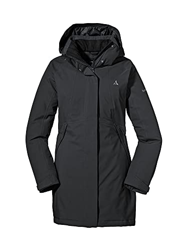 Schöffel Damen Insulated Jacket Bastianisee L, funktionale Winterjacke mit abnehmbarer Kapuze, wasserdichte und windabweisende Outdoor Jacke mit 4-Wege-Stretch, black, 38 im Sale