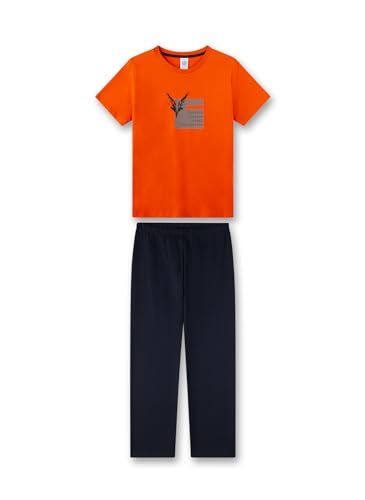 Sanetta Jungen-Schlafanzug Orange | Hochwertiger und bequemer Schlafanzug aus Baumwolle für Jungen. Pyjamaset für Jungen 128 im Sale