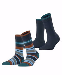 Thumbnail for ESPRIT Damen Socken Retro Stripe Multipack W So Baumwolle gemustert 2 Paar, Blau Space Blue 6116, 35-38 im Sale