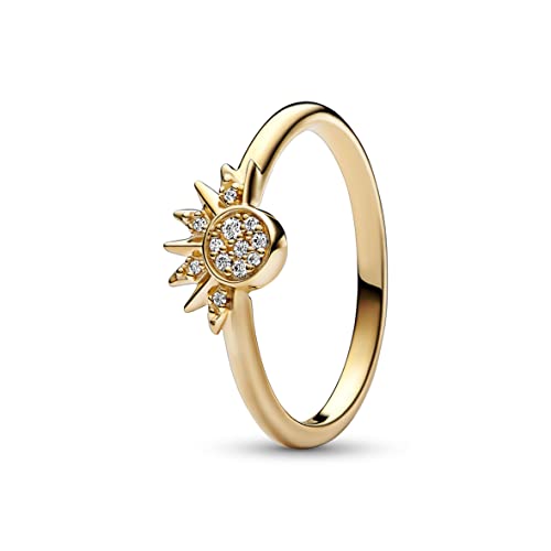 PANDORA Moments Himmlisch Funkelnder Sonnenring mit 14 Karat vergoldeter Metalllegierung mit klaren Cubic Zirkonia Steinchen in der im Sale
