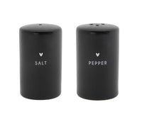 Thumbnail for BC Salz und Pfeffer Streuer Set Heart Keramik matt schwarz weiß Küchenaccessoires gedeckter Tisch Salt and Pepper im Sale