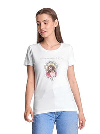 Thumbnail for Vive Maria Holy Therese Women's T-Shirt, Organic Cotton White, on Sale