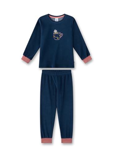 Sanetta Mädchen-Schlafanzug Blau aus Nicki | Hochwertiger und bequemer Schlafanzug aus Baumwoll-Frottee für Mädchen. Pyjamaset für Mädchen 128 im Sale