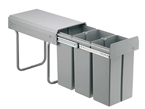 Wesco built-in waste bin Trenta 1 inch, 3 x 10 L, plastic, grey, 28 x 35 cm