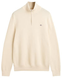 Thumbnail for GANT Herren Cotton Micro Textured Half Zip Pullover, Cream, im Sale