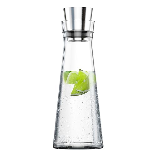 Emsa 515675 Flow Slim Glaskaraffe | 1 Liter | Automatische Verschlussklappe | Edelstahl |10.5 x 10.5 x 37.5 cm im Sale