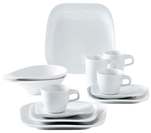 KAHLA 15E197A90015C Elixyr Design 2Go Porzellan Geschirrset für 2 Personen Komplettset Tafelservice 12-teilig modern Tassen Teller Schalen Suppenteller weiß im Sale