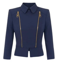 Thumbnail for Elisabetta Franchi Jacke aus Crêpe Stretch mit Tasche und Reißverschluss, Marineblau, 38 im Sale