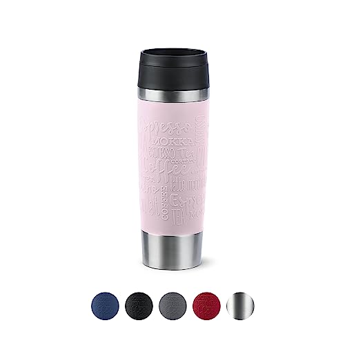 Emsa N20224 Travel Mug Classic Isolierbecher 0,5 Liter , neuer Komfort-Schraubverschluss , Edelstahl , 6h heiß und 12h kalt , 100% dicht , spülmaschinenfest , 360°-Trinköffnung , Pastellrosa im Sale