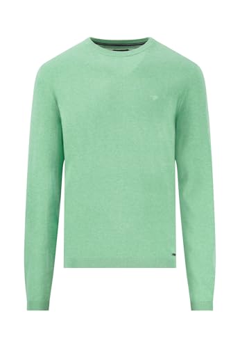 FYNCH-HATTON Pullover aus Baumwolle mit Rundhalsausschnitt - AIR Cotton Turf Green/ im Sale
