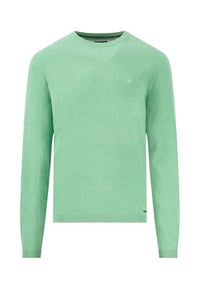 Thumbnail for FYNCH-HATTON Pullover aus Baumwolle mit Rundhalsausschnitt - AIR Cotton Turf Green/ im Sale