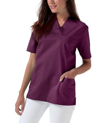 Thumbnail for CLINIC DRESS Schlupfkasack | Kasack Unisex für Pflege und Altenpflege | Länge ca. 70 cm | Industriewäsche geeignet | 2 Seitentaschen | 1 Brusttasche | Pflaume im Sale