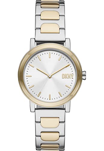 DKNY Damenuhren Soho D, Dreizeigeruhrwerk, 34mm 2Tone Edelstahlgehäuse mit Edelstahlarmband, NY6621 im Sale