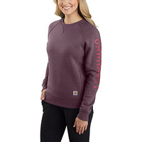 Thumbnail for Carhartt Damen Relaxed Fit Midweight Crewneck Block Logo Sleeve Graphic Sweatshirt, BlackBerry Heather, EU im Sale