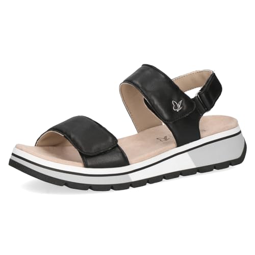 CAPRICE Women's Flat Leather Sandals, Comfortable, Black (Black Softnap.), 39 EU on Sale