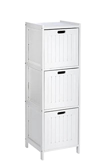 Thumbnail for WENKO Oslo shelf with 3 drawers, real wood - bathroom shelf in country house style, wood, 112 x 112 x 112 cm, white on sale