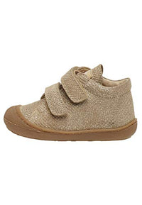 Thumbnail for Naturino Cocoon VL-Lauflernschuhe aus Metallic-Veloursleder, Gold 26 im Sale