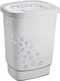 Thumbnail for Rotho Flowers laundry bin 55l with lid, plastic (PP) BPA-free, grey, 55l (44.7 x 34.7 x 60.5 cm on sale