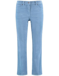 Thumbnail for Gerry Weber Damen 7/8 Cordhose Marlie Flared FIT unifarben, Melange 7/8 Länge Dusty Blue Washed 44 im Sale
