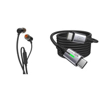 Thumbnail for JBL Tune 110 – In-ear headphones with tangle-free ribbon cable and microphone in black – For unlimited music enjoyment with Pure Bass Sound technology & INIU USB C cable on sale