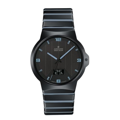 JUNGHANS Radio-Controlled Solar Men's Watch Force Mega Solar Ceramic/Ice Blue 18/1400.44 on Sale