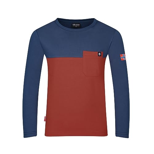 Trollkids children's longsleeve shirt Bergen, rust red/mystic blue, on sale
