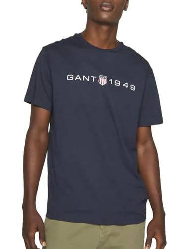 GANT Herren Printed Graphic SS T-Shirt, Evening Blue, im Sale